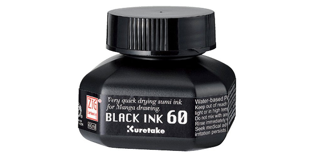 Kuretake Zig Cartoonist Ink 60ml Bottle Black NEW from Japan_1