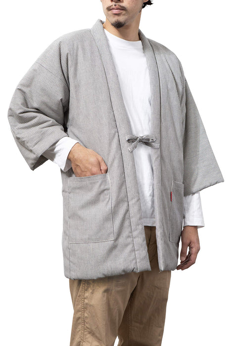 Kurume Cotton Hickory Hanten Men's Twill Hickory Pattern Made in Japan One Size_1