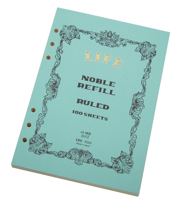 Life Noble System Notebook Refill Bulline A5 R302 Green 6 holes 100 piece paper_1