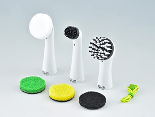 Super Sonic Scrubber with Household All Purpose 5 Brush Heads set NEW from Japan_3