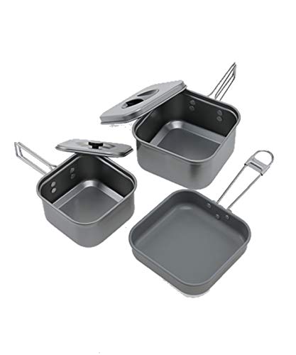 UNIFLAME 667705 Mountain Cooker Square 3 (2pot, 2lid, & pan) NEW from Japan_1