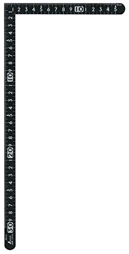 SHINWA Square Ruler 150X300mm White Scale on Black 12435 NEW from Japan_1