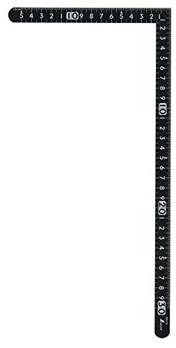 SHINWA Square Ruler 150X300mm White Scale on Black 12435 NEW from Japan_3