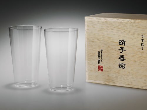 SHOTOKU GLASS Beer Glass Set Thin Glass Usuhari Tumbler M Wooden Box Clear NEW_1