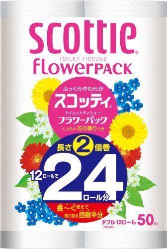 Scottle Flower pack double winding 24 rolls with 12 rolls toilet 50 m double NEW_1
