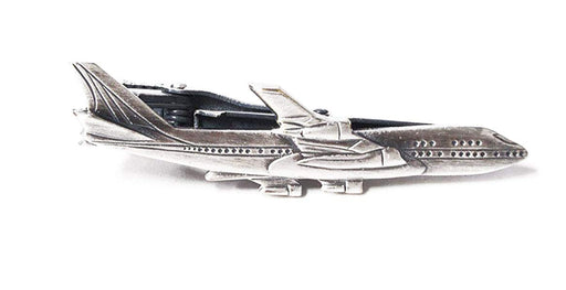ISHOKUYA Unique Tie Clasp Tie Clip Tacks Jumbo Jet Air Plane Brass Metalic Color_1