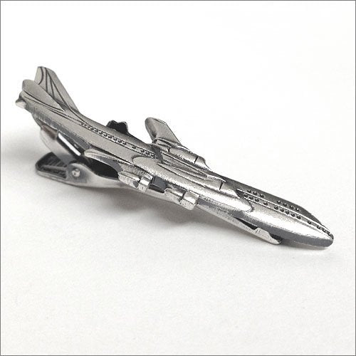 ISHOKUYA Unique Tie Clasp Tie Clip Tacks Jumbo Jet Air Plane Brass Metalic Color_3