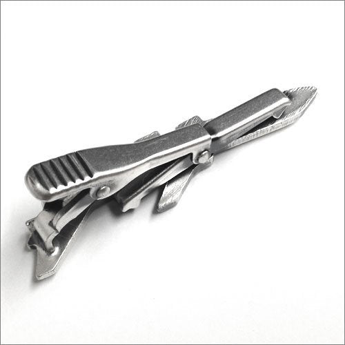 ISHOKUYA Unique Tie Clasp Tie Clip Tacks Jumbo Jet Air Plane Brass Metalic Color_6