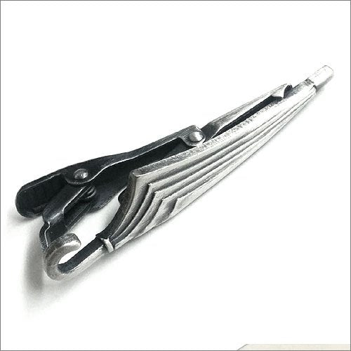 ISHOKUYA Unique Tie pin Tie clip Tie bar umbrella Brass Silver Metalic 10x50mm_2