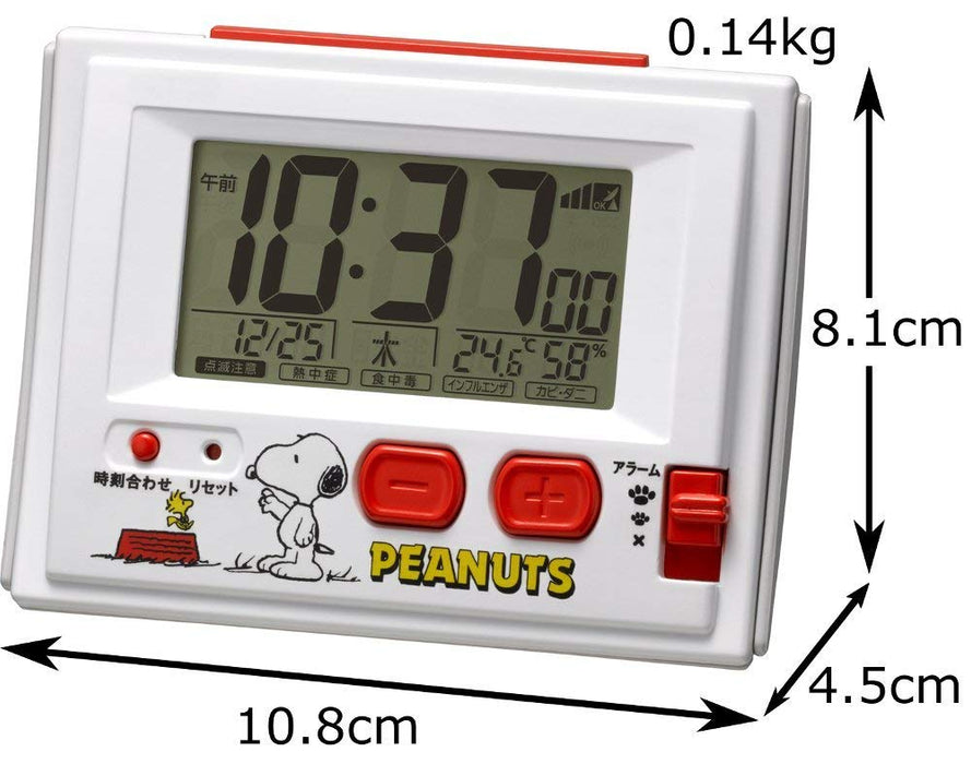 RHYTHM Snoopy radio digital alarm Clock w/temperature hygrometer 8RZ126RH03 NEW_5