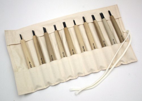 Yoshiharu Cutlery Wood Carving Chisels Cloth Case In 10 Set W-10 MADE IN JAPAN_2