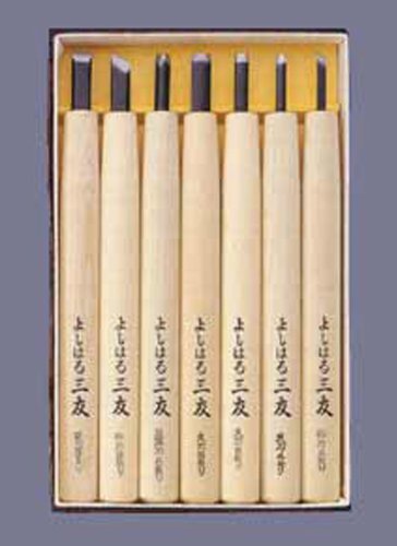 Yoshiharu Cutlery Wood Carving Chisels paper box 7pieces Y-7 Made In Japan NEW_3