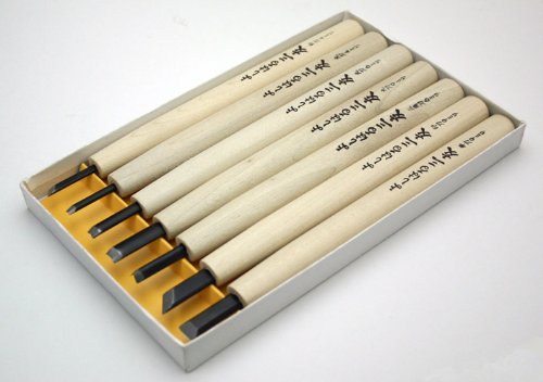 Yoshiharu Cutlery Wood Carving Chisels paper box 7pieces Y-7 Made In Japan NEW_4