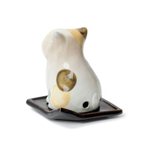 Shoyeido Kitty Cat Maneki Neko Incense Holder pottery H10cm Stick, Corn Both NEW_2