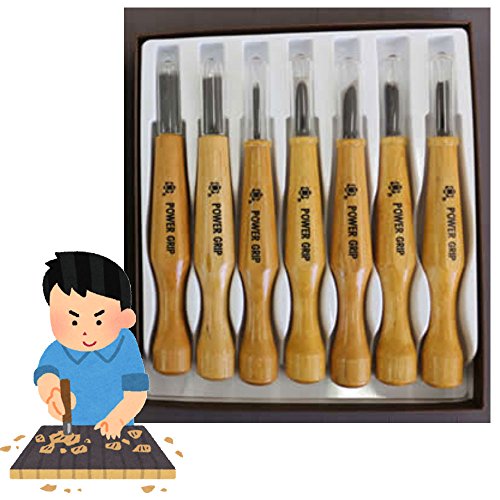 Mikisyo Japanese Power Grip Wood Carving Tool Kit set 7pcs NEW_2