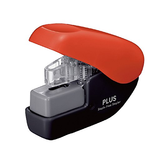 Plus Staple Free Stapler Mini Black/Red Needleless stapler 31-114 NEW from Japan_1