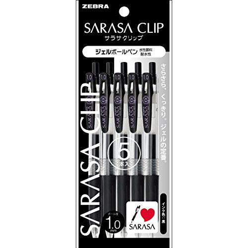 Zebra gel ballpoint pen Sarasa clip 1.0 black five P-JJE15-BK5 NEW from Japan_1