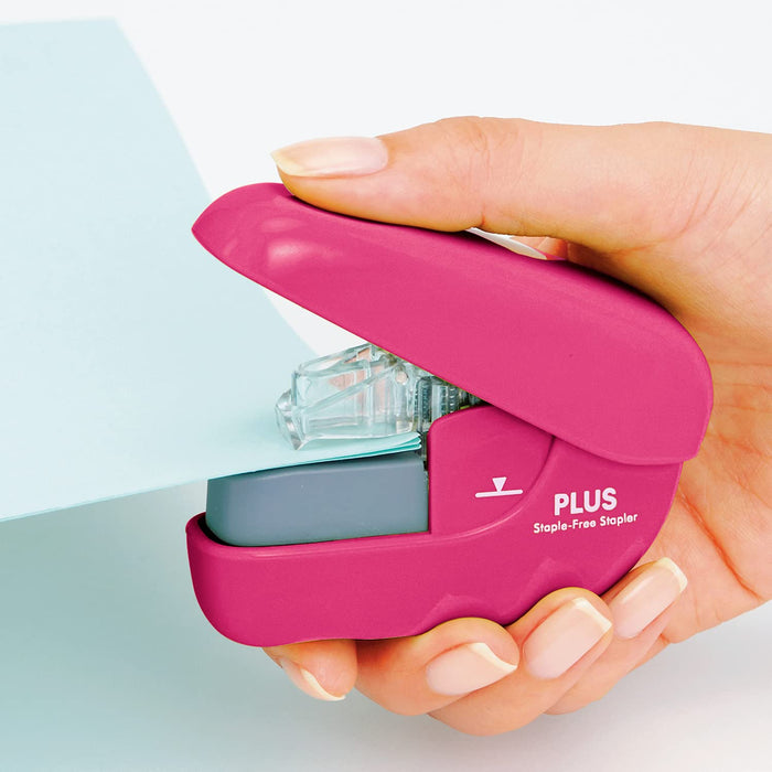Plus needleless stapler paper clinch pink SL-106NB 31-125 Standard Size NEW_3
