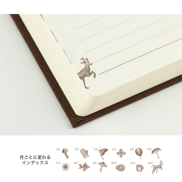 Midori Diary Tea color 12395006 3 year continuous door design 185x117x25mm NEW_6
