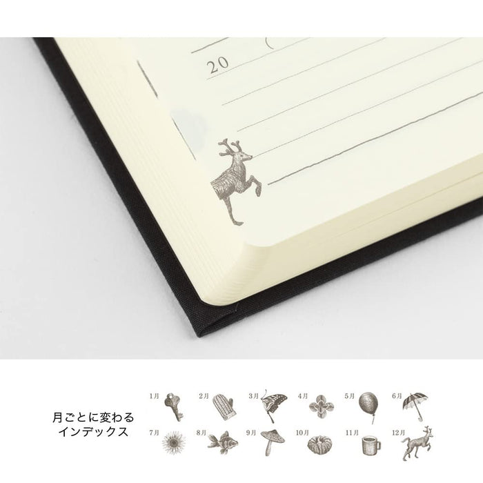 Midori Diary 5 Years Continuous Door Black 12396006 H185XW117XD25mm w/case NEW_6