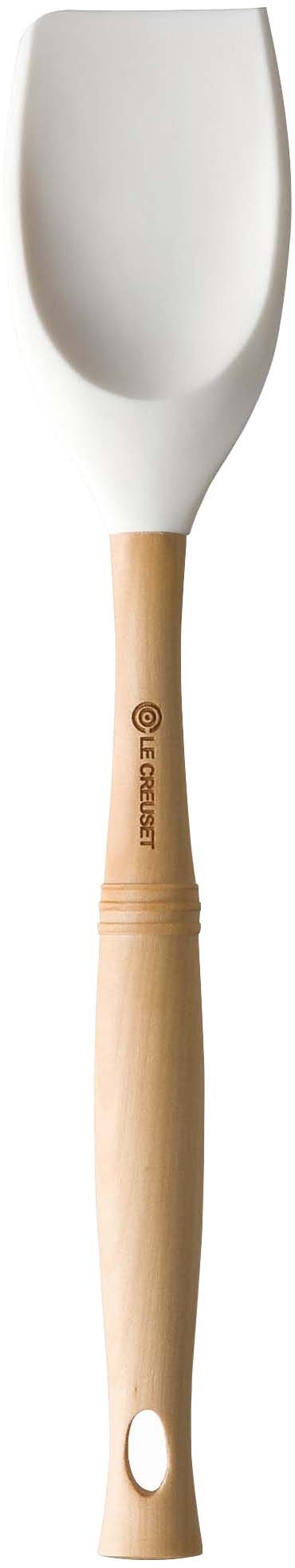 Le creuset Gourmet Spatula VS Spoon Type Silicone White Wood Handle 930084-03-01_1