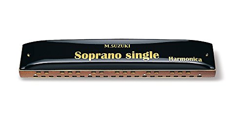 Suzuki SS-37 Soprano Single Harmonica Key of C Brass, Leather Black 37 hole NEW_1