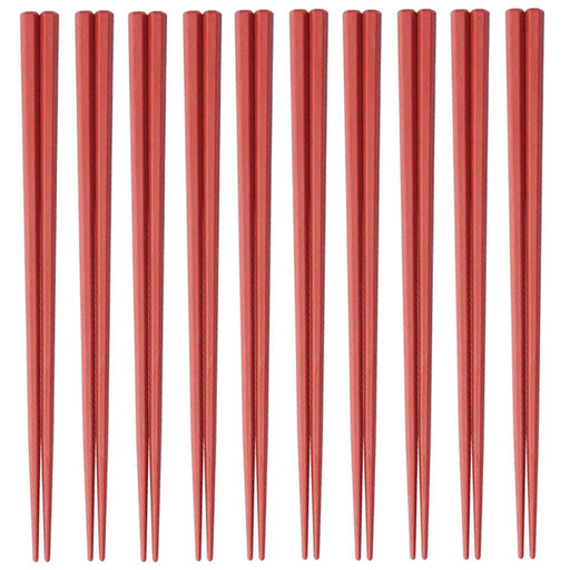 SPS Japanese resin Chopsticks Hex 10pcs 230mm Red Set of 10 pair Made in Japan_1