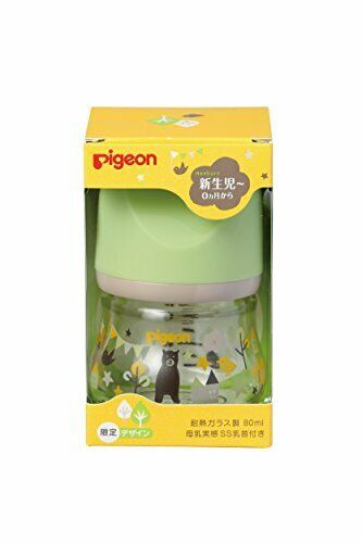 Pigeon Breastfeeding Baby Bottle Heat-resistant Glass Bear 80ml  NEW from Japan_2