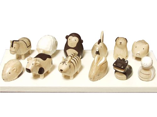 T-Lab. wood carving Figure Animal Japanese Zodiac with White pedestal solid wood_1