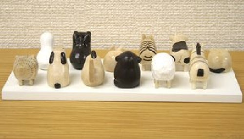 T-Lab. wood carving Figure Animal Japanese Zodiac with White pedestal solid wood_2