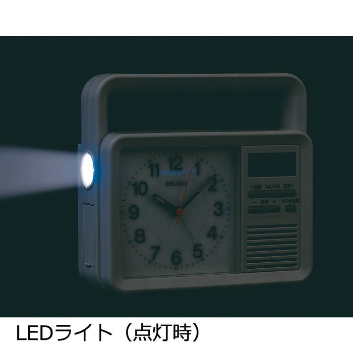 SEIKO KR885N Multi Function Disaster Prevention Alarm Clock Gray Battery Powered_5