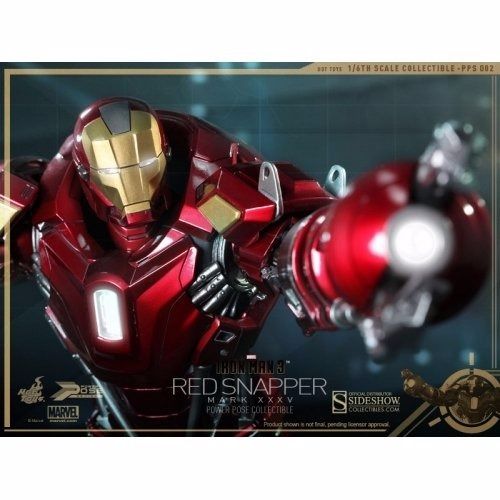 POWER POSE Iron Man 3 IRON MAN MARK 35 XXXV RED SNAPPER 1/6 FIgure Hot Toys NEW_7