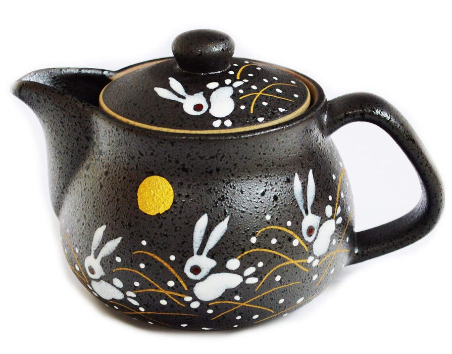 Kutaniyaki Jumping Rabbit pottery teapot with tea strainer kyusu AK3-0584 NEW_2