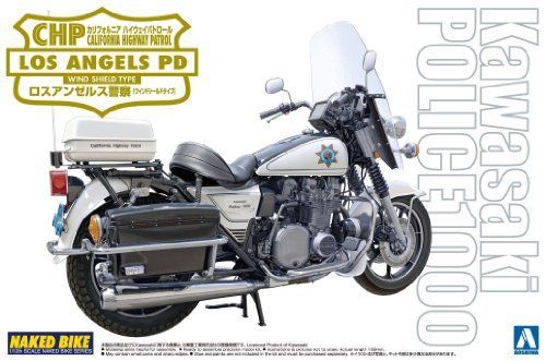 Aoshima KAWASAKI CHP Los Angeles PD Wind Shield Type Plastic Model Kit NEW_1