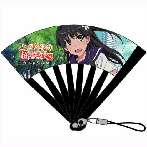 To Aru Kagaku no Railgun S Mini Folding Fan Strap Saten NEW_1