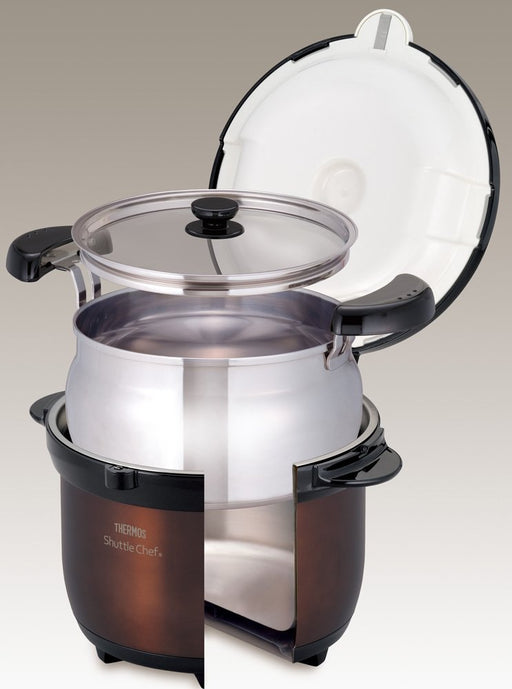 THERMOS Vacuum Thermal Cooker Shuttle Chef 3.0L Clear Stainless Brown KBG-3000_2