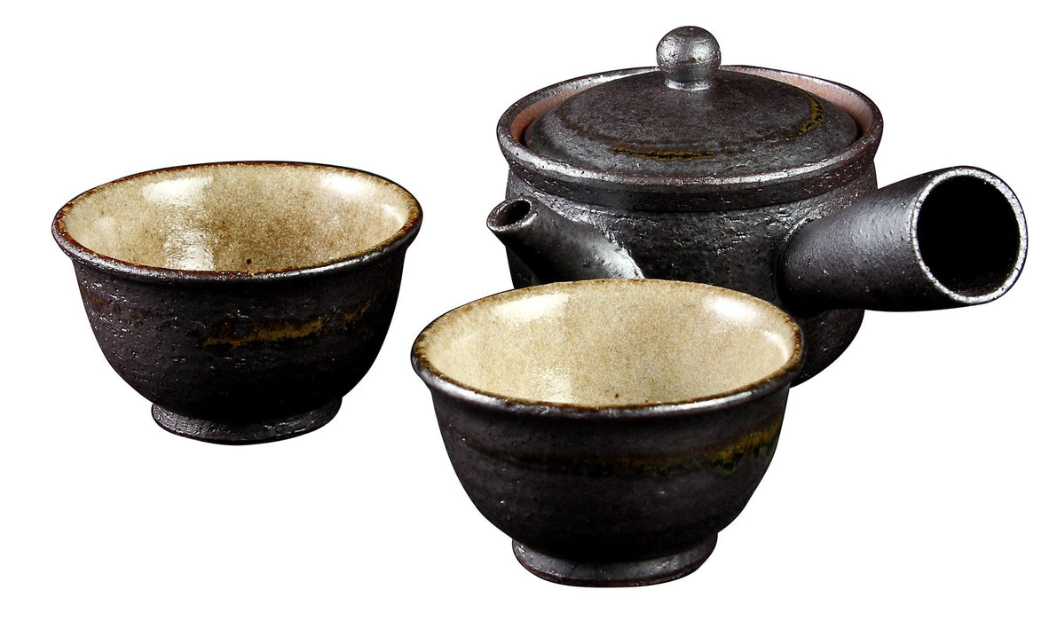 Yamasho Pottery Shigaraki Sumi-iro tea set for 2persons Sum-3 Made in Japan NEW_1