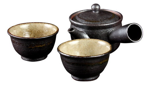 Yamasho Pottery Shigaraki Sumi-iro tea set for 2persons Sum-3 Made in Japan NEW_1