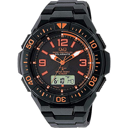 CITIZEN Q&Q MD06-315 SOLARMATE Black x Orange Men's Watch NEW from Japan_1