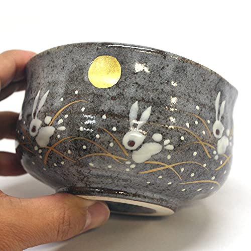 Japanese Matcha Bowl Rabbit KUTANI YAKI ware K3-0824 NEW_2
