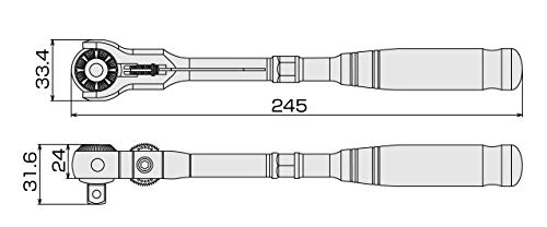 TONE swivel ratchet handle (Hold type) RH3VHW Silver NEW from Japan_5