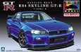 Aoshima NISSAN R34 Skyline GT-R V-spec II Bayside Blue Plastic Model Kit NEW_1