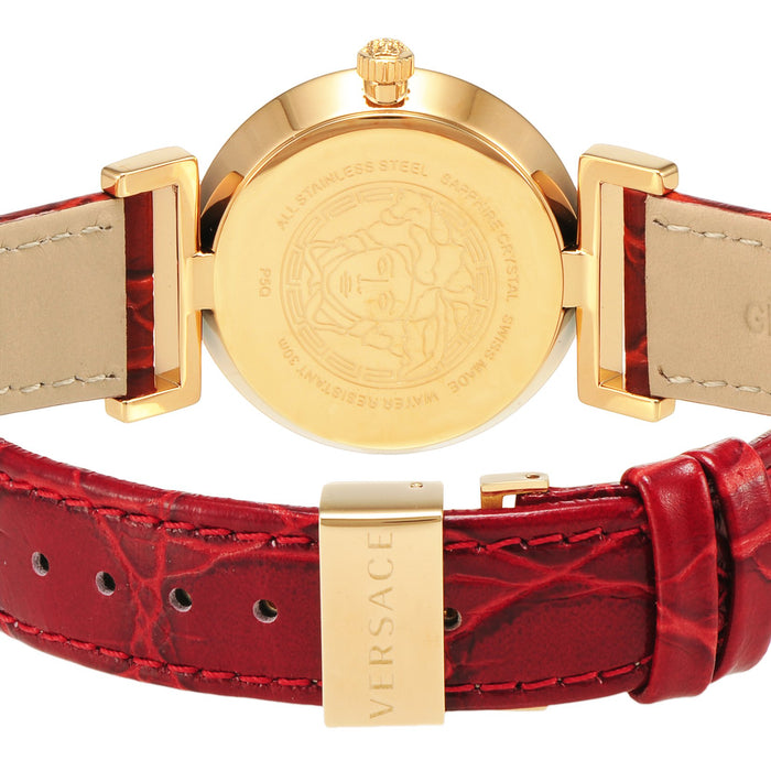 VERSACE P5Q80D800S800 Womens Watch VANITY PGPVD Case Calf Leather Belt NEW_3
