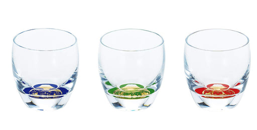 Mt. Fuji and Shochikubai Glass Sake Cups 3 in one box Made in Japan G086-T238_1