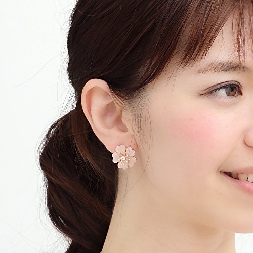 IUHA SAKURA Cherry Blossom 18K pink gold-plated earrings Austrian zirconia NEW_4