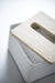 Yamazaki tissue case with Lid Rin S Natural 7732 Wood Lid, Steel Body White NEW_2