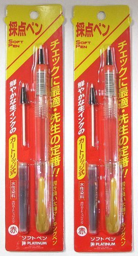 Platinum scoring pen transparent Set of 2 STB-800A#4 Red Ink Nylon Fiber Nib NEW_1