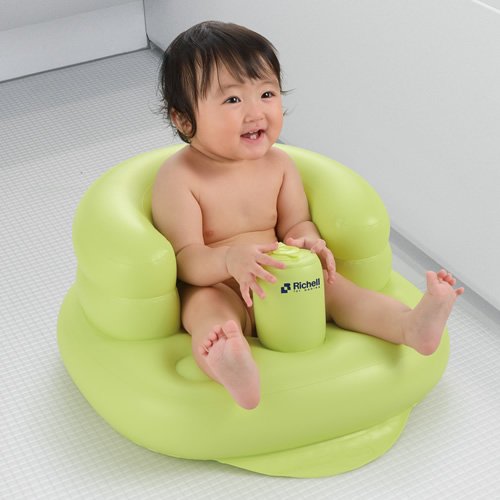 Richell fluffy baby chair R Green bath chair from 7 months - 2 years old ‎180082_2