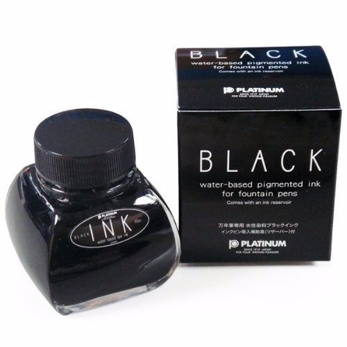 PLATINUM Fountain Pen INK-1200 Bottle Ink Black with Reservoir 60cc from Japan_1