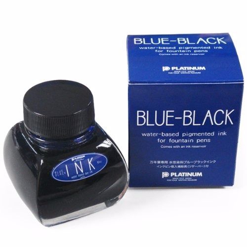 PLATINUM Fountain Pen INK-1200 Bottle Ink Blue Black with Reservoir from Japan_1